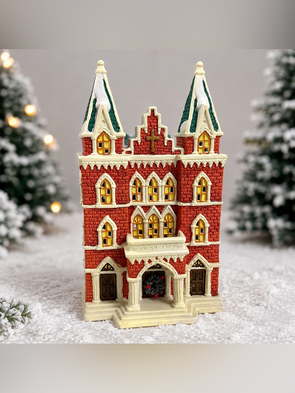 NOMA Dickensville Lighted Porcelain Church Christmas Village House w/ Box